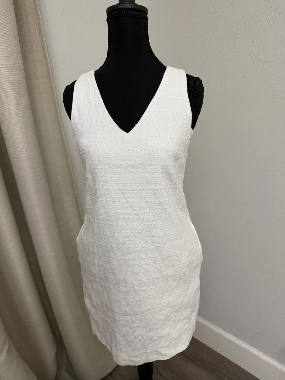 LOFT White V-Neck Sleeveless Mini Dress
